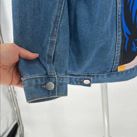 Shein Jean Jacket Denim Size L Not Your Girl Boom Boom Comic Pop Cotton/Poly - Picture 8 of 12